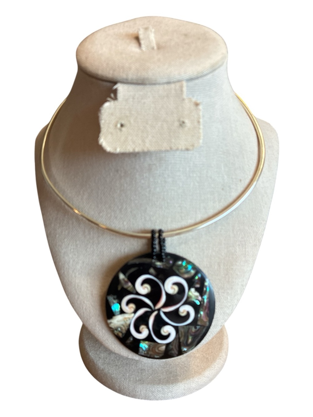 Black Abalone Swirl Pendant Necklace